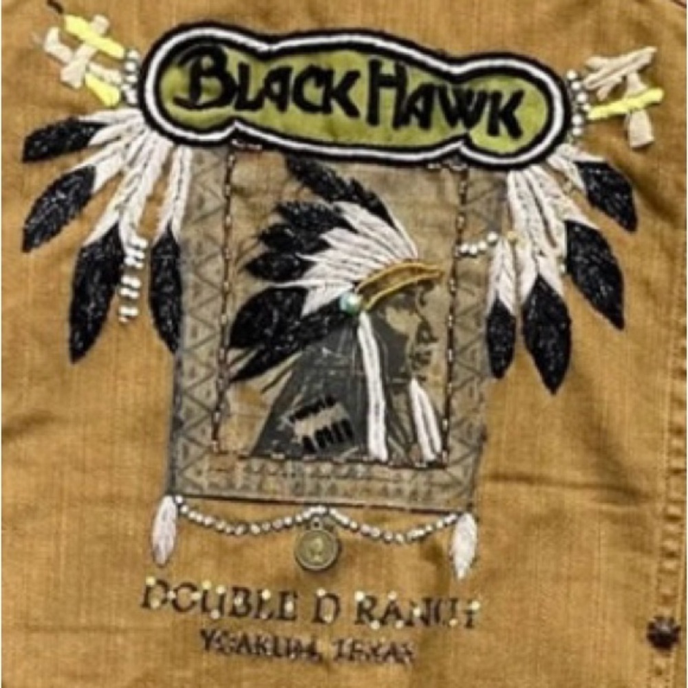 Double D Ranch Tan Jacket with Black & White Embroidery